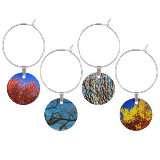 Wine charm (four) with trees pictures