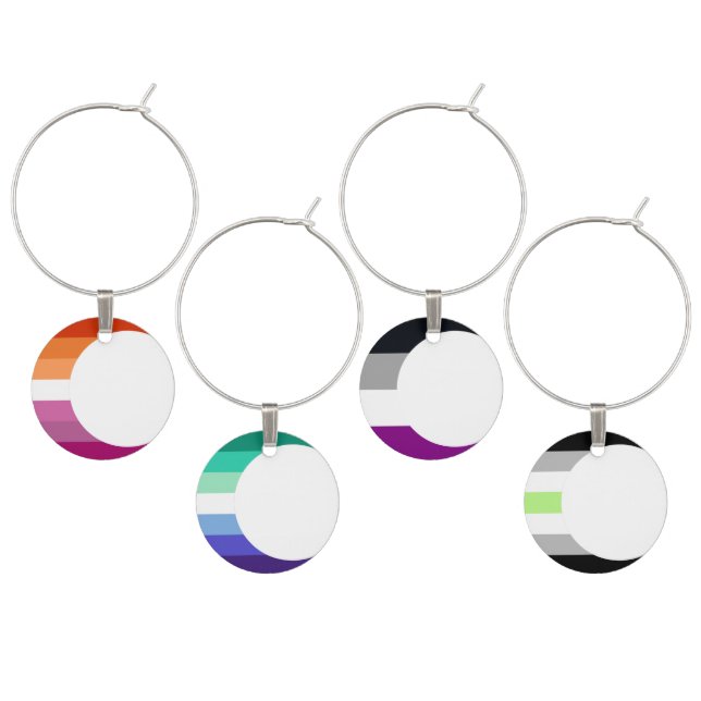 Wine Charm Set: Lesbian, Gay, Asexual, Agender (Staggered)