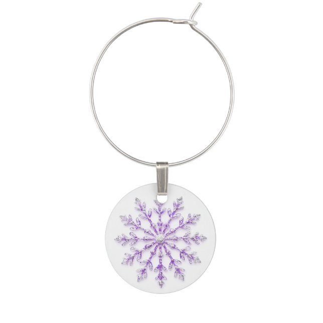 Wine charm with purple snowflake design (Front)