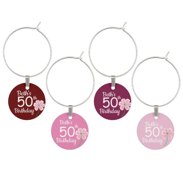 Wine Charms 50th Birthday (Staggered)