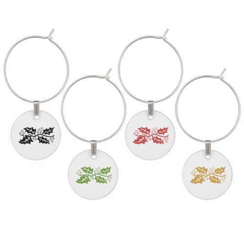 Wine Charms Set _ Holly Leaves