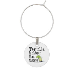 WINE CHARMS, TEQUILA IS CHEAPER THAN THERAPY CHARM