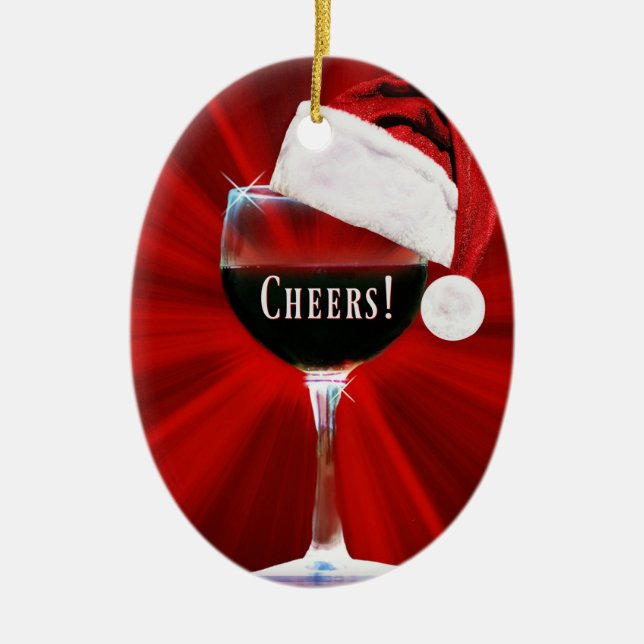 Wine Cheers Ceramic Ornament (Front)