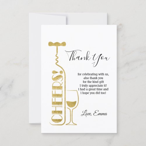 wine cheers thank you card