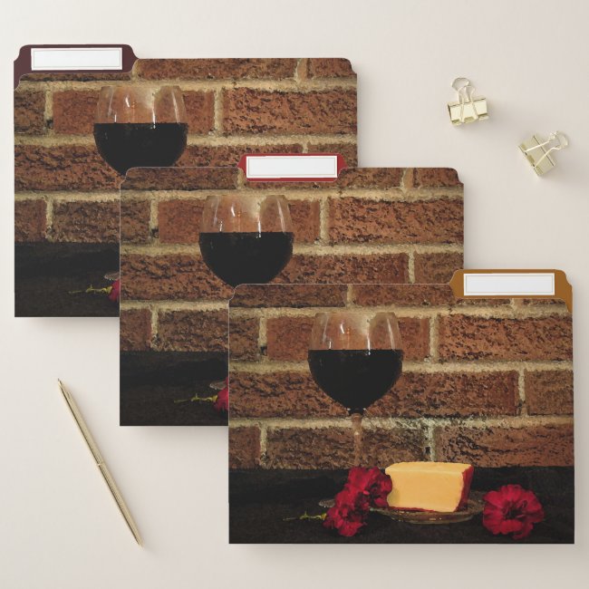 Wine Cheese and Red Flowers File Folder Set