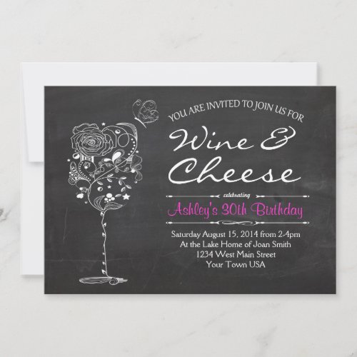 Wine  Cheese Birthday Invitation