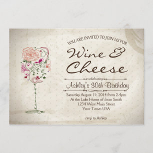 Wine & Cheese Birthday Invitation