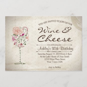Wine & Cheese Birthday Invitation by AshPartyInspiration at Zazzle