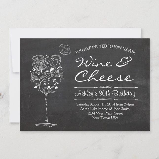 Wine & Cheese Birthday Invitation (Front)