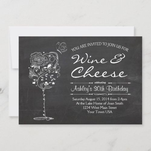 Wine  Cheese Birthday Invitation