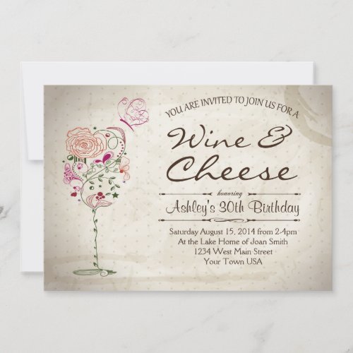 Wine  Cheese Birthday Invitation