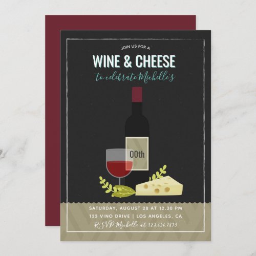 Wine  Cheese Birthday Party Invitation