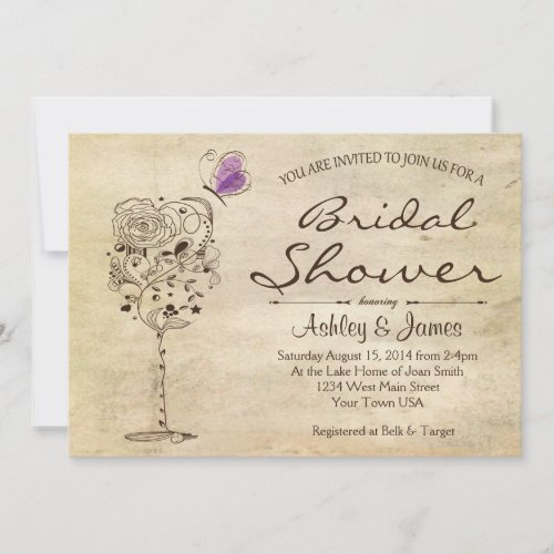 Wine &amp; Cheese Bridal Shower Invitation 5" X 7" Invitation Card