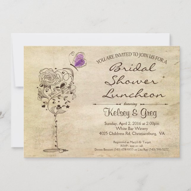 Wine & Cheese Bridal Shower Invitation (Front)