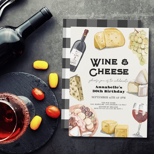 Wine & Cheese Charcuterie Gingham Adult Birthday