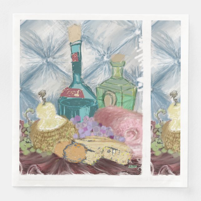 Wine & Cheese Charcuterie  Paper Dinner Napkins (Front)