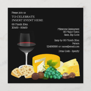 Wine cheese cocktail chocolate party dining invitation