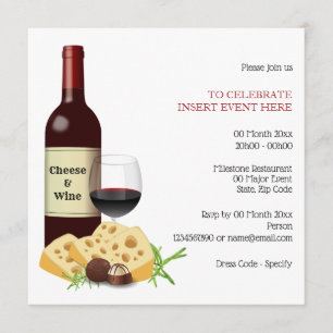 Wine cheese cocktail party dining formal invitation