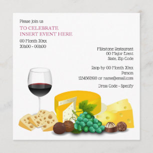 Wine cheese cocktail party dining invitation