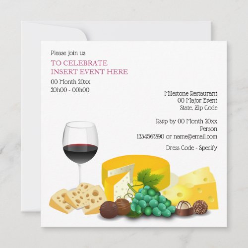 Wine cheese cocktail party dining invitation