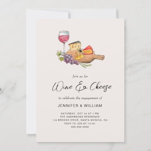 Wine  Cheese Engagement Party Invitation