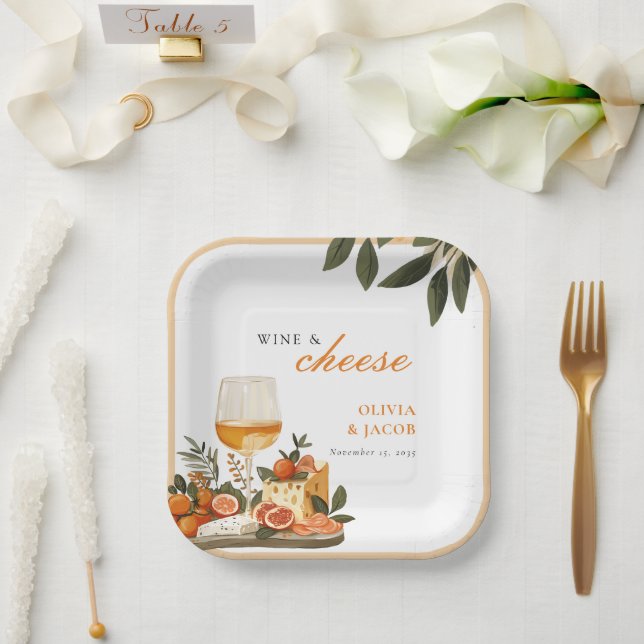Wine & Cheese Engagement Party Paper Plates (Wedding)