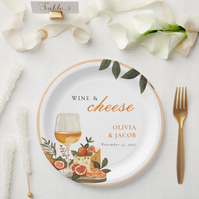 Wine & Cheese Engagement Party Paper Plates (Wedding)
