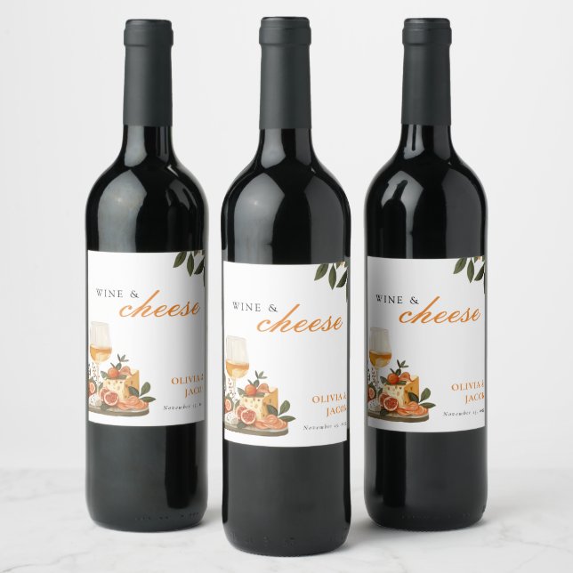 Wine & Cheese Engagement Party Wine Label (Bottles)