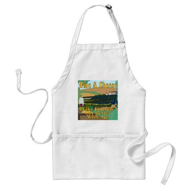 Wine Cheese Friends Adult Apron (Front)