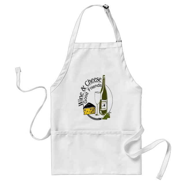 Wine Cheese Friends Adult Apron (Front)