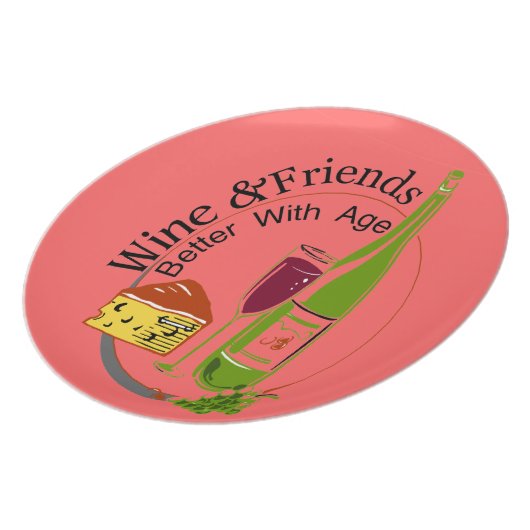Wine Cheese Friends Melamine Plate (Left Side)