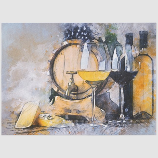 Wine Cheese Kitchen 20x30 Decoupage Tissue Paper (Front)