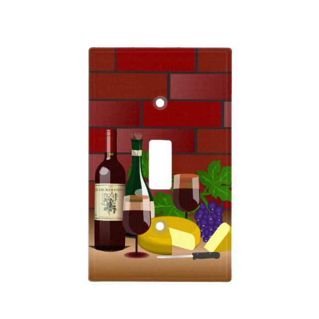 Wine Cheese Kitchen Scene Light Switch Cover (Front)