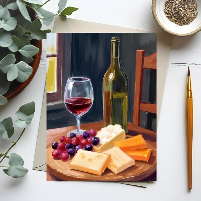 Wine & Cheese | Oil Painting Postcard (Creator Uploaded)
