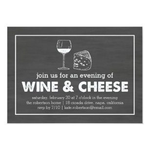 Wine And Cheese Invitations Zazzle Wine Cheese Party Black White Chalkboard Invitation