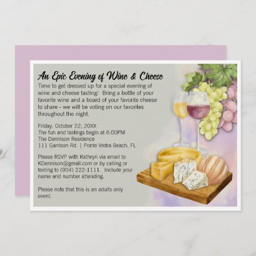 Wine  Cheese Party Flat Invitation