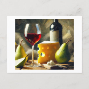 Wine Cheese Pears, Postcard