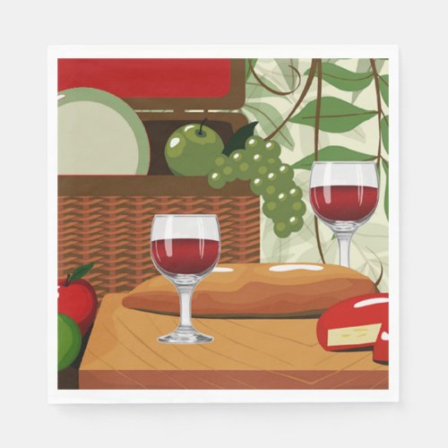 Wine Cheese Picnic Party Napkins