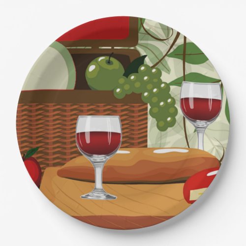 Wine Cheese Picnic Party Plates