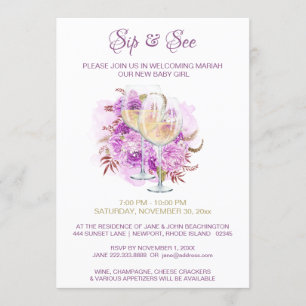 *~* Wine Cheese SIP AND SEE Shower Party Invitation