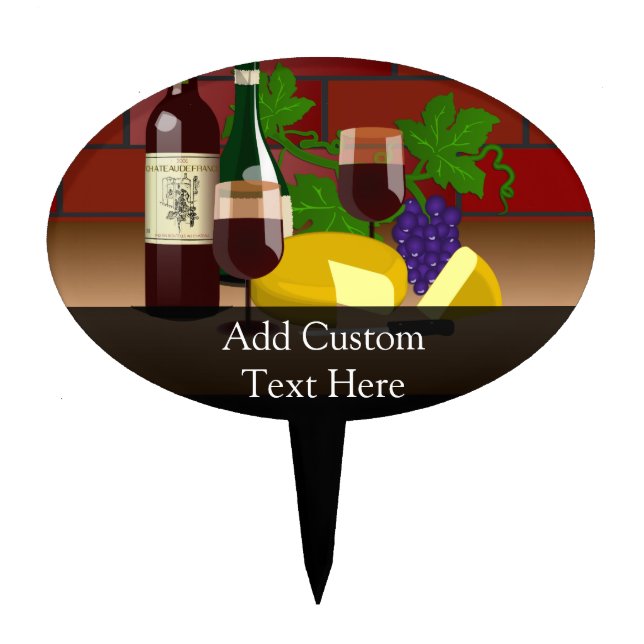 Wine Cheese Table Scene Cake Topper (Front)
