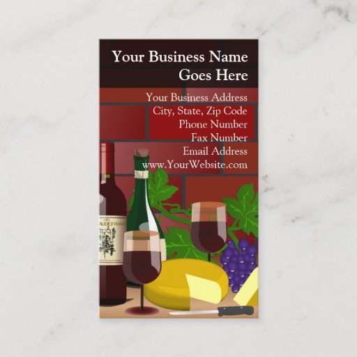 Customizable Wine Cheese Table Scene Business Card Templates
