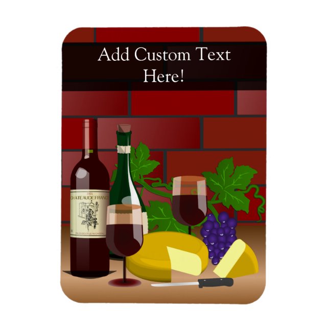 Wine Cheese Table Scene Magnet (Vertical)