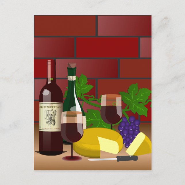 Wine Cheese Table Scene Postcard (Front)