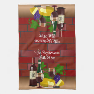 Wine Cheese Table Scene Towel