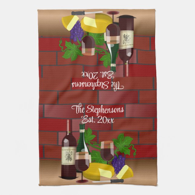 Wine Cheese Table Scene Towel (Vertical)