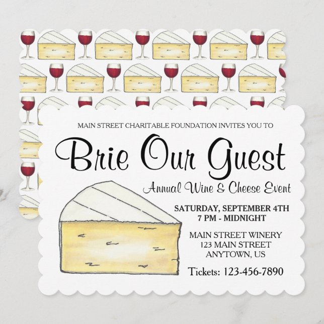 Wine Cheese Tasting Cocktail Party Brie Our Guest Invitation (Front/Back)