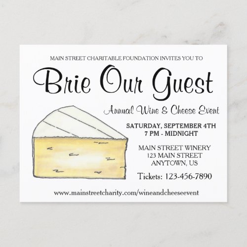 Wine Cheese Tasting Cocktail Party Brie Our Guest Invitation Postcard