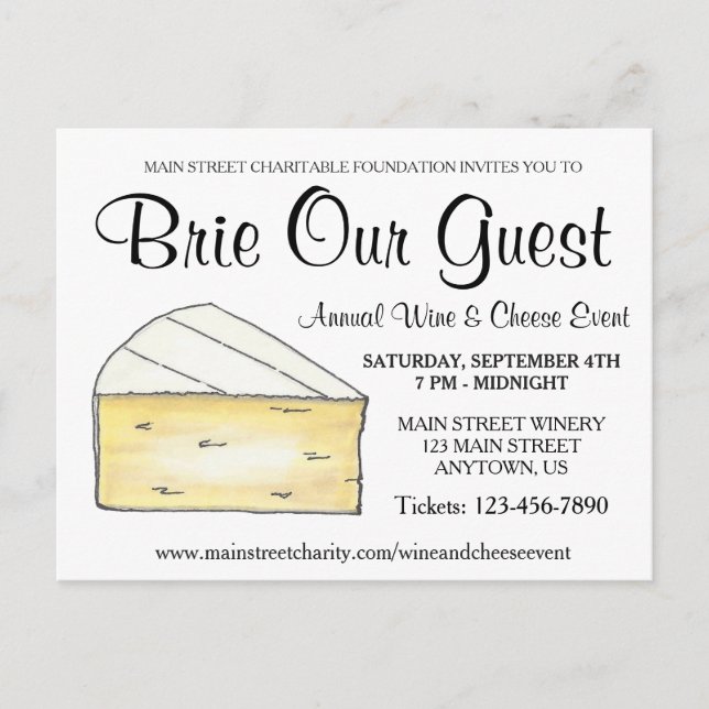 Wine Cheese Tasting Cocktail Party Brie Our Guest Invitation Postcard (Front)