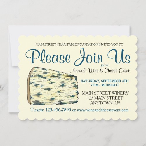 Wine Cheese Tasting Cocktail Party Stilton Blue Invitation